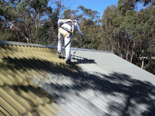 Roof painting Sydney in progress with Summit Coatings